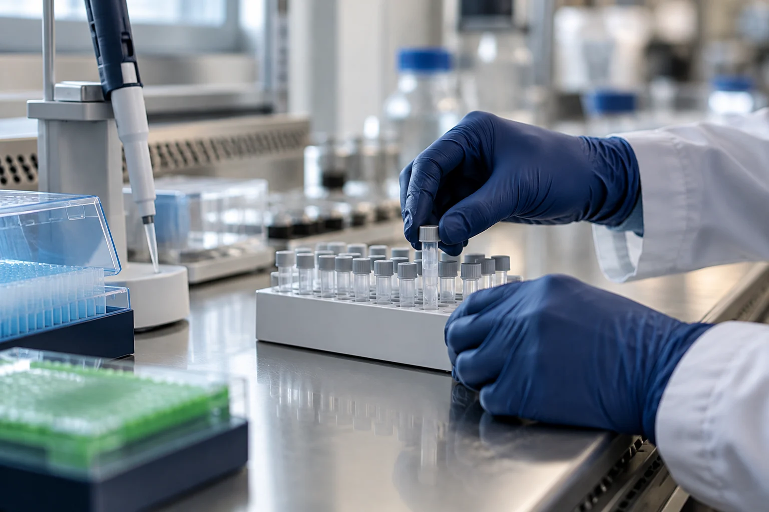 Przygotowanie próbek w laboratorium badań medycznych